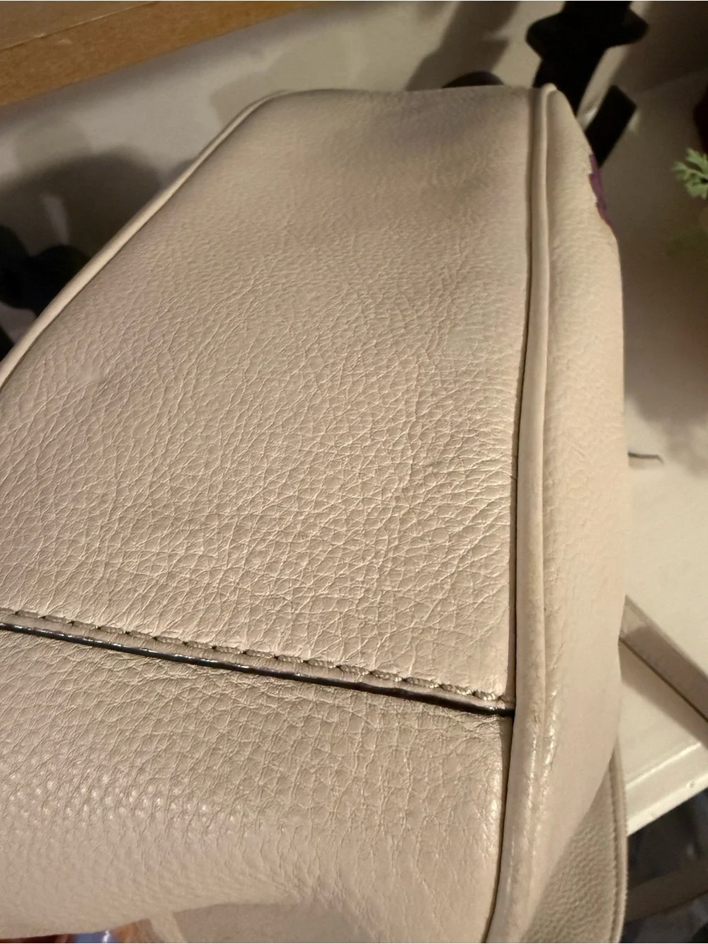 kate spade Cream Cobble Hill Devin Satchel Soft Pebble Cowhide Leather Upcycle